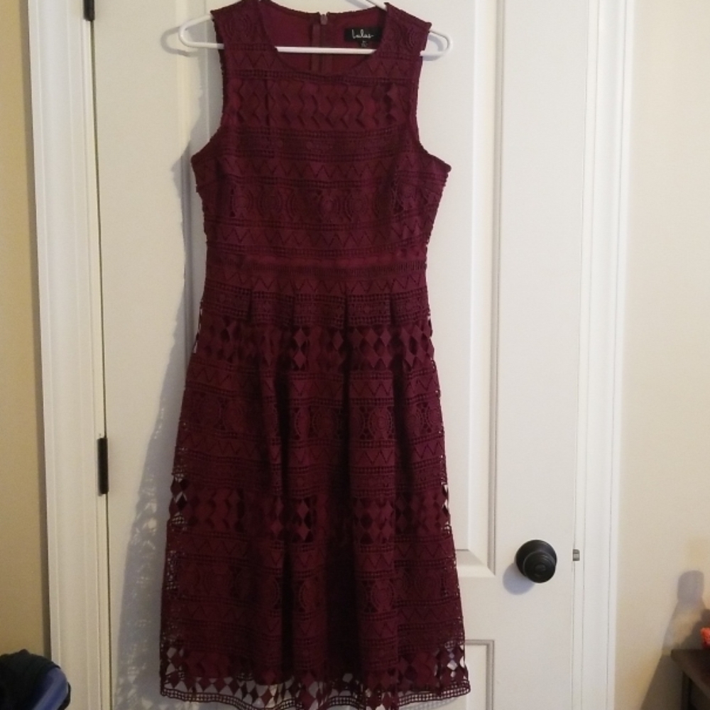 Lulus Plum purple midi lace dress